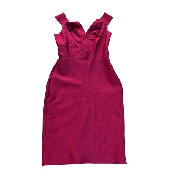 House Of London Women's Pink Ginevra Wine Cross Front Bandage Dress Size Medium - Picture 3 of 7